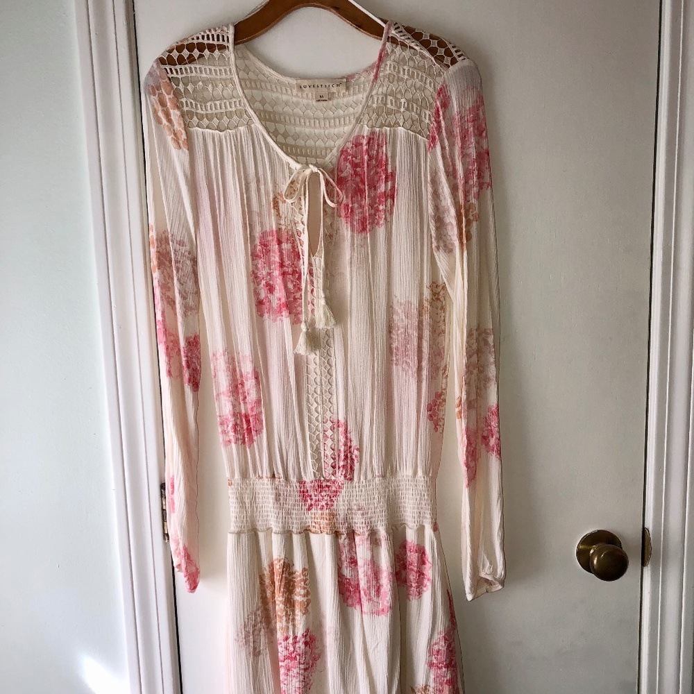 NWOT Crochet & Chiffon Dress **M** Lovestitch - Beach Cover-Up